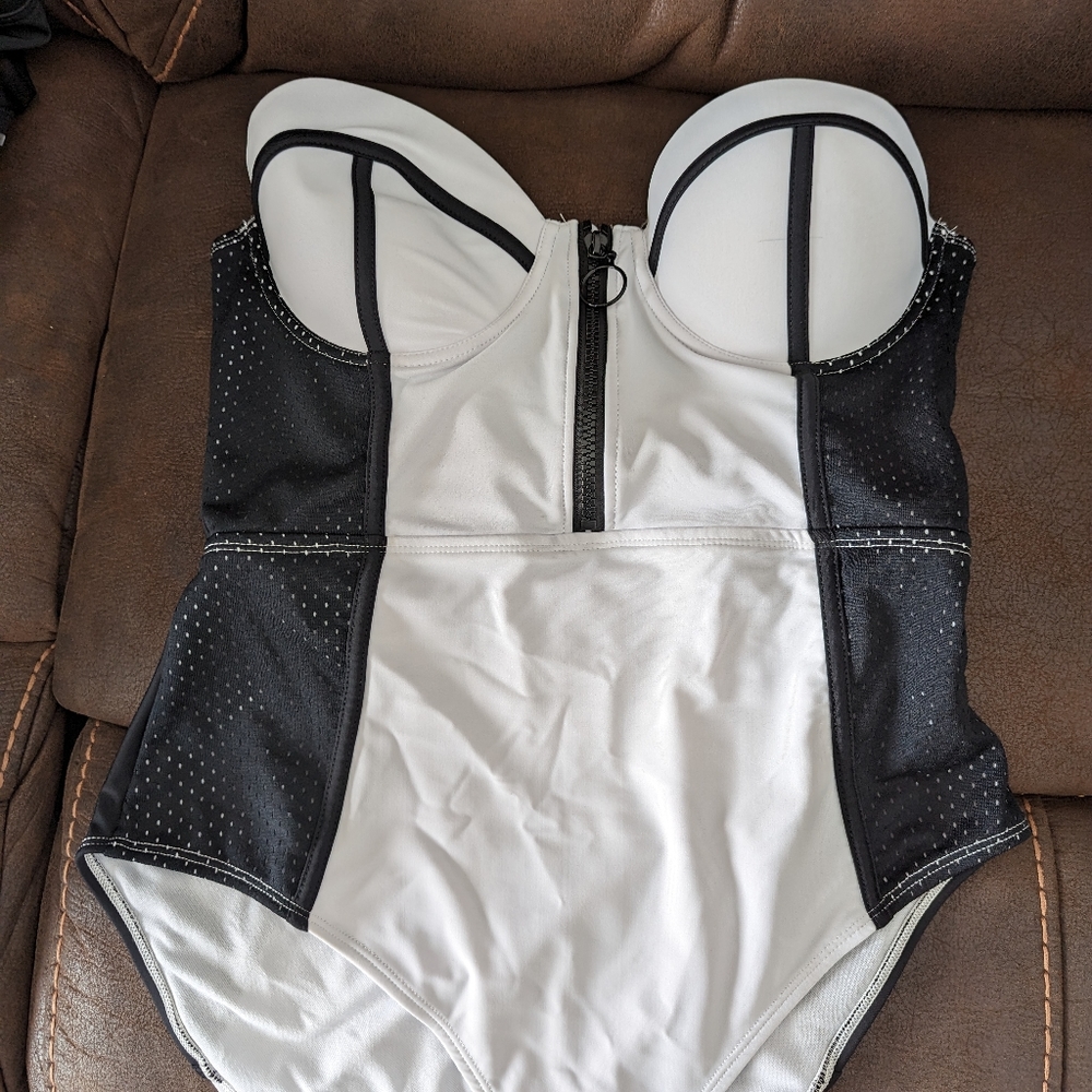 Black and white one piece swimsuit